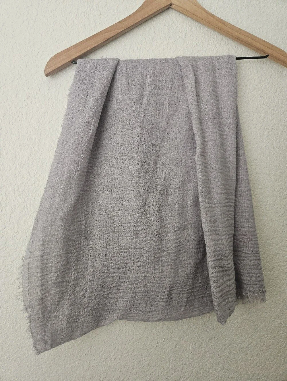 muslin cotton raw hem gray scarf
